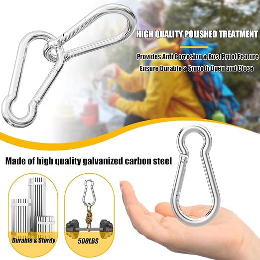 60PCS 3" Heavy Duty Spring Snap Hook, M8 5/16" Galvanized Steel Snap Hook - Image 4