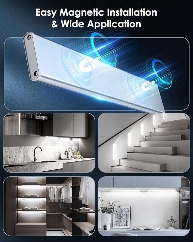 VerRon 10in Under Cabinet Lighting, Upgraded 2200mAh Rechargeable Under Cabinet - Image 4