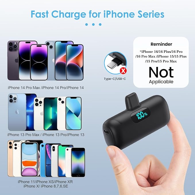 Mini Portable Charger for iPhone, Upgraded 5000mAh PD Fast Charging Battery Pack - Image 2