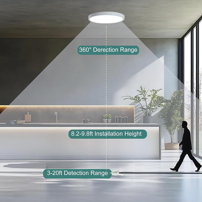 12 Inch Motion Sensor LED Ceiling Light Wired, Closet Lights Motion Activated - Image 3