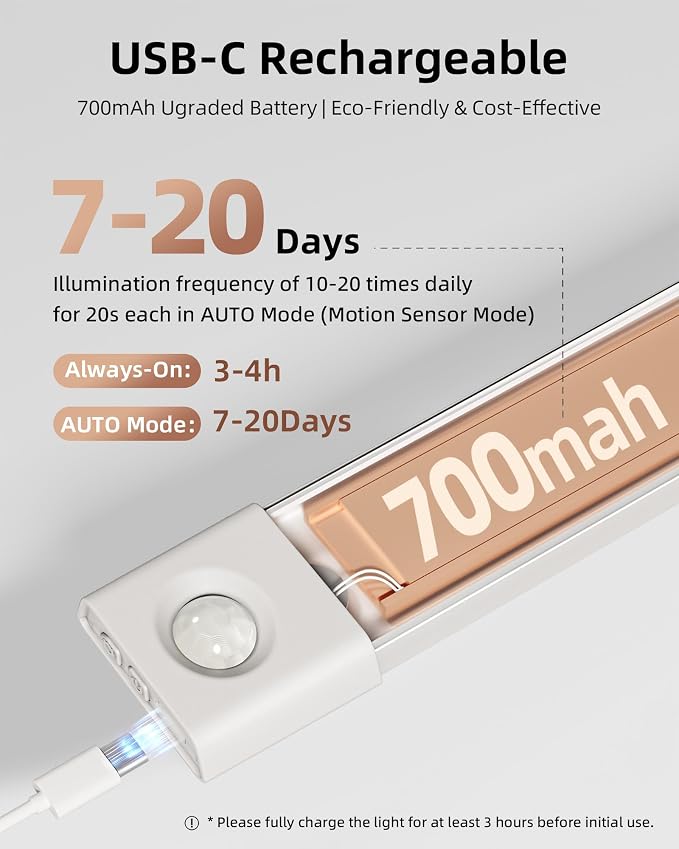 EZVALO 7.8" Rechargeable Motion Sensor Light Indoor, Wireless Closet Lights - Image 4