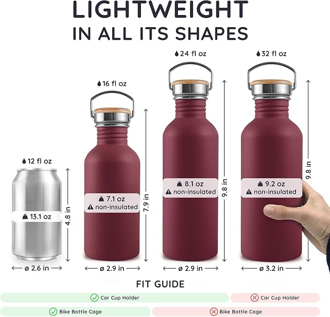 Bambaw 750 ml Metal Water Bottle, Non-Insulated Stainless Steel Bottle 750 ml - Image 5