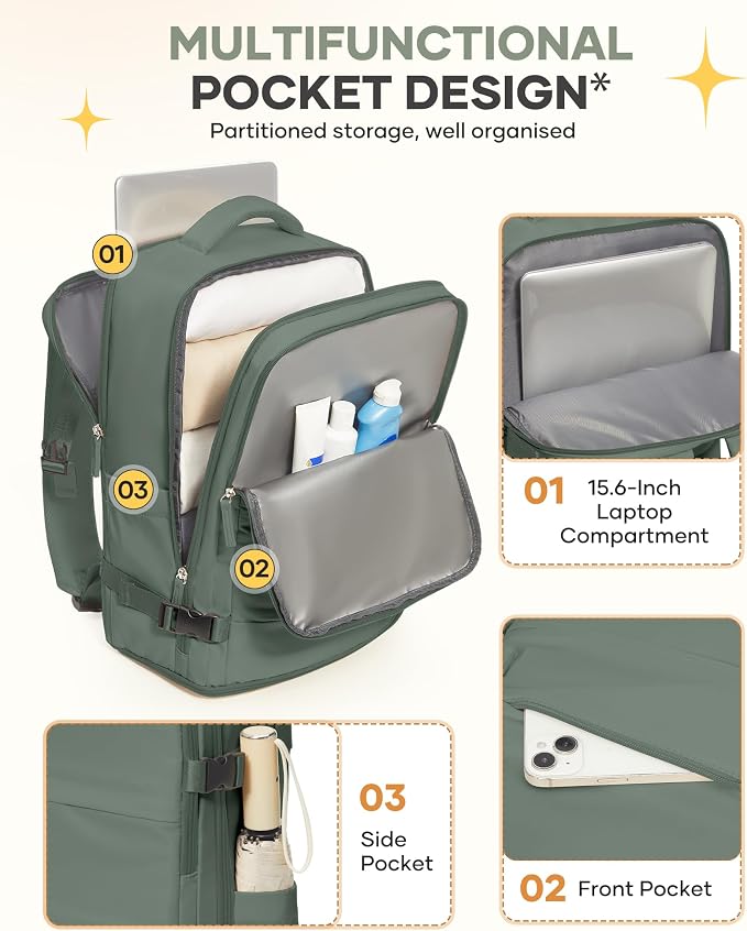 coofay Large Travel Backpack For Women Men Airline Approved Carry On Backpack - Image 5