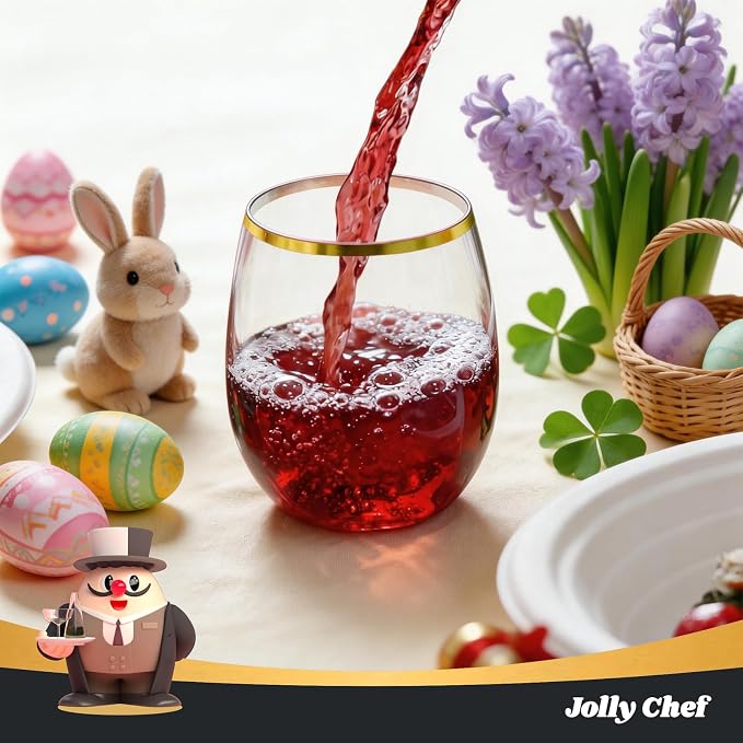 JOLLY CHEF 24 Pack 16oz Plastic Wine Glasses Stemless, Disposable Wine Cups - Image 8
