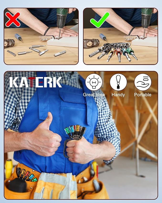 katerk 6pcs 1/4 inch Hex Shank Aluminum Alloy Screwdriver Bits Holder 4 Sets - Image 4