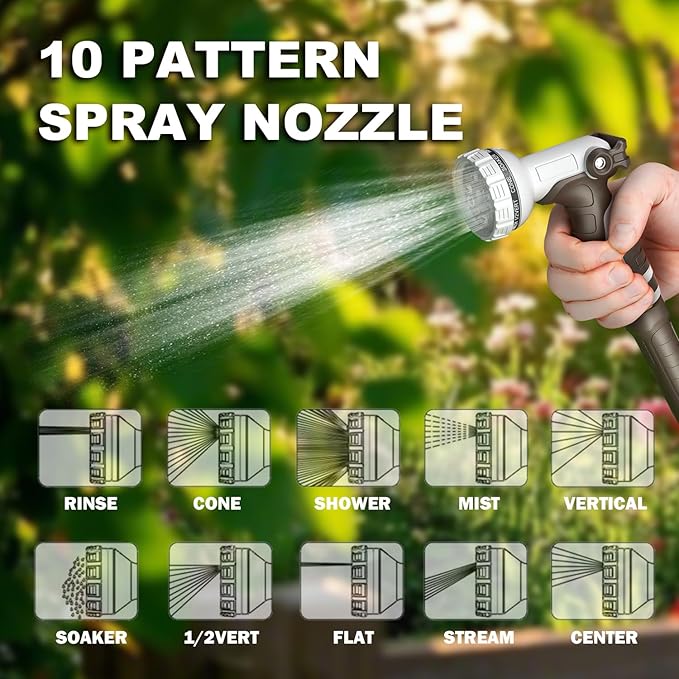 Retractable Garden Hose Reel, 1/2 in 75+6ft, Heavy Duty Wall Mounted Water Hose Reel, Spring power Automatic Rewind, Any Length Lock, 180° Swivel Bracket, 10 Pattern Spray Nozzle