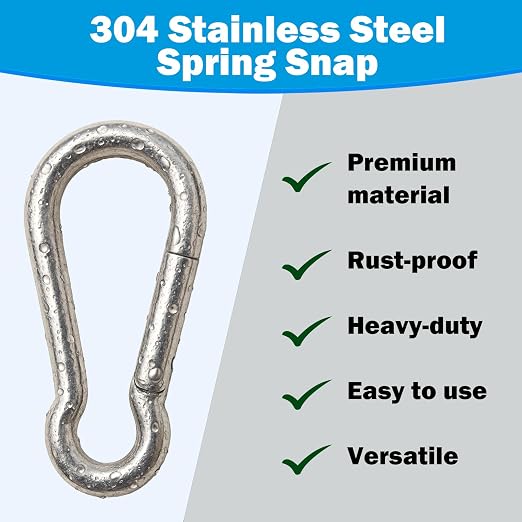 304 Stainless Steel Carabiners -6.3 inch Heavy Duty, Durable & Rust-Free Clips - Image 2