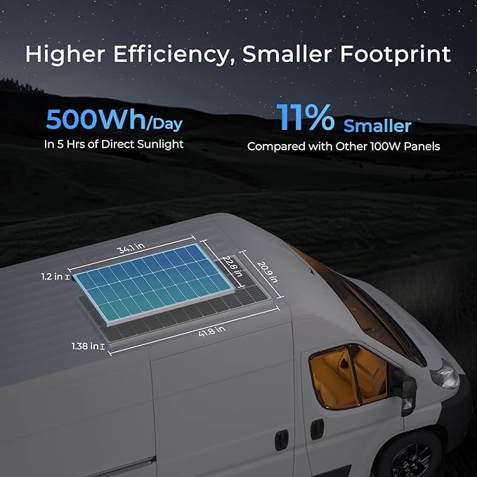 Renogy 100W Solar Panel N-Type, 12V 100 Watt Solar Panel 16BB 25% - Image 3