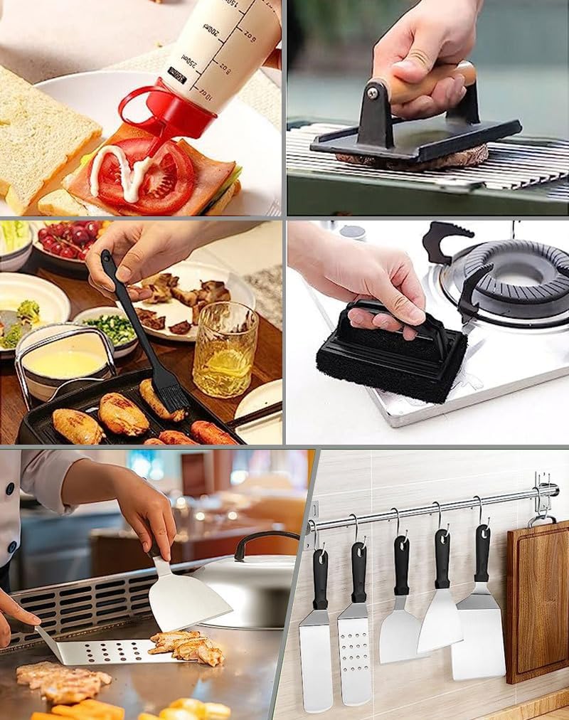 MURRI&MURRDI 149 Pcs Griddle Grill Tools Set, Stainless Steel Griddle Accessories Kit for Blackstone and Camp Chef, BBQ Grill Barbecue Tool Set with Carry Bag Barbecue Accessories Gifts for Men