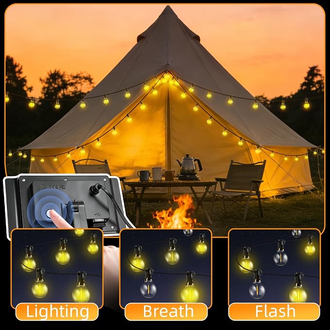 Solar Lights Outdoor Waterproof: G40 15M 50FT Shatterproof Bulbs Patio Lights - Image 4