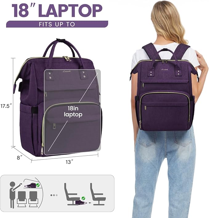 LOVEVOOK Laptop Backpack for Women, 18 Inch Professional Womens Travel Backpack - Image 5