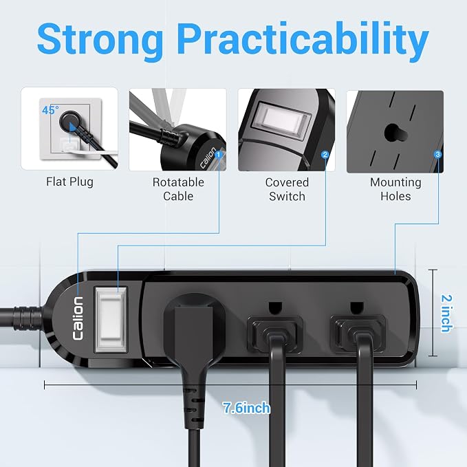 VNJ IPX6 Waterproof Outdoor Surge Protector Power Strip, 3AC Outlets 25FT Cord - Image 4