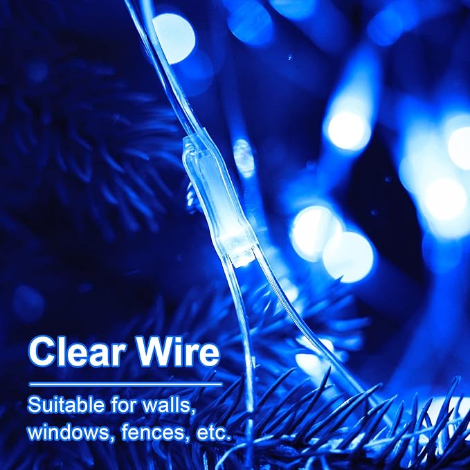 Blue Net Lights Outdoor - 360 LED Christmas Lights Plug in With Remote, 12 x 5ft Extendable 8 Modes Waterproof for Bushes Gazebo Lawn Wedding Patio Garden Tree Decoration