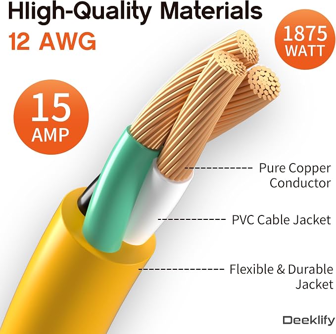 12 Gauge 50 FT Heavy Duty Outdoor Extension Cord Waterproof - Image 2