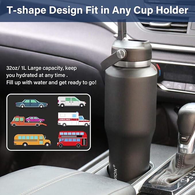 HYDROWION 32oz Stainless Steel Water Bottle, Double Wall Vacuum Insulated Water - Image 6