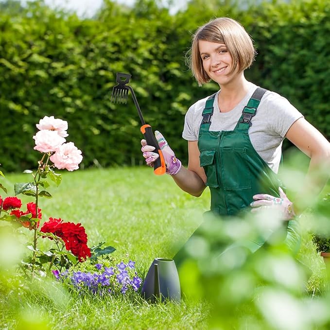 Weed Removal Tool, 2025 New Garden Weeding Tools Manganese Steel Hand Weeder Tool with Handle, 4 Teethes Dual Purpose Manual Weeders Tool Weed Pulling Tool for Garden (Six Teeth)