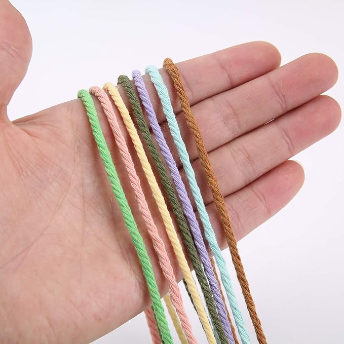 Light Yellow Macrame Cord 3mm x 109Yards, Colored Cotton Rope Craft Cord - Image 2