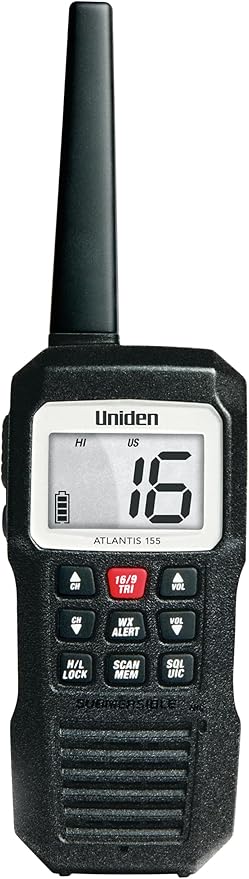 Uniden Atlantis 155 Handheld Two-Way VHF Marine Radio, Floating IPX8 by Uniden