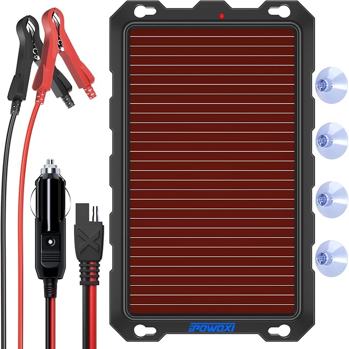 POWOXI 3.3W-Solar-Battery-Trickle-Charger-Maintainer -12V Portable Waterproof by POWOXI
