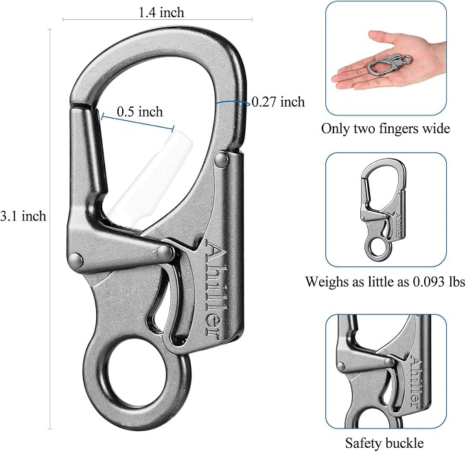 Ahiller Carabiner Clip, Double Anti-Misopening Locking Design, Key Ring Clip - Image 4