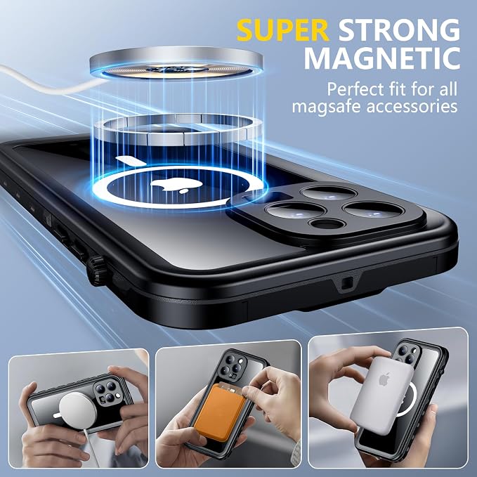 Red2Fire for iPhone 14 Pro Case Waterproof, Phone Case 6.1" Black/Clear - Image 4
