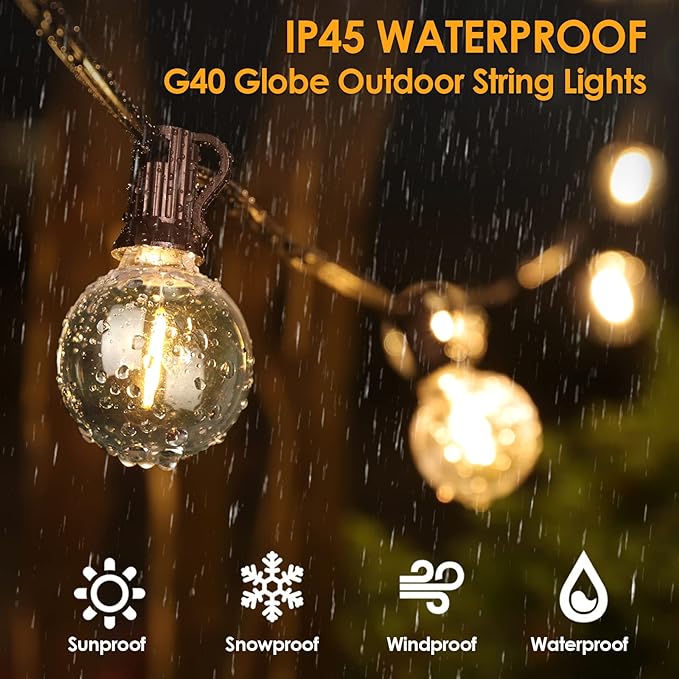 Mlambert 200Ft Outdoor String Lights, G40 Globe Patio Lights Connectable - Image 4