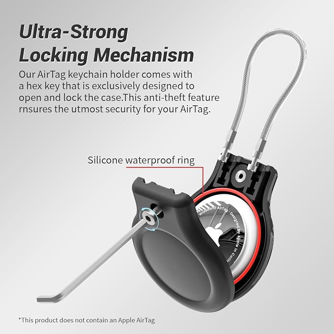 for AirTag Holder with Wire Cable, 4 Pack IPX8 Waterproof PC Hard Case - Image 2