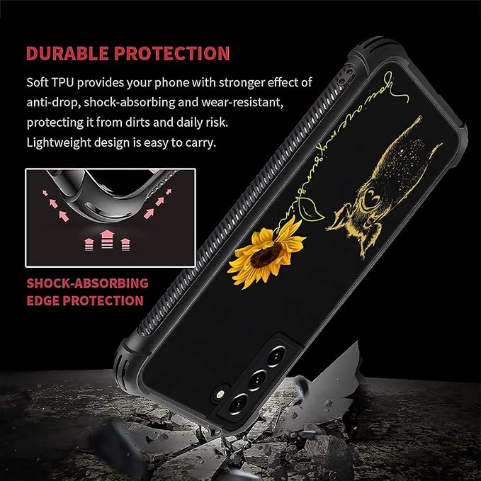 for Samsung Galaxy S21 Plus Case, Pig Sunflower Yellow Sunshine Pattern Graphic - Image 6