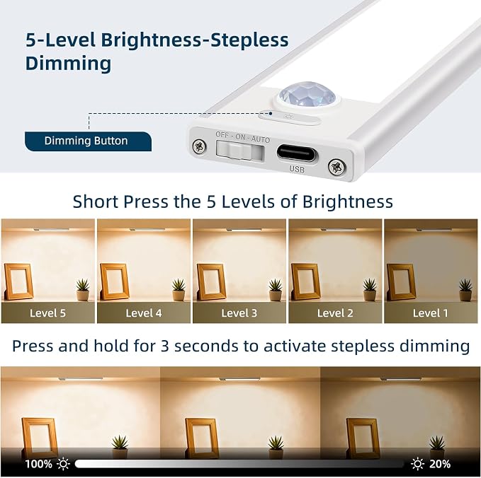 14inch Under Cabinet Lighting, 4 Pack Rechargeable Motion Sensor Light Indoor - Image 5