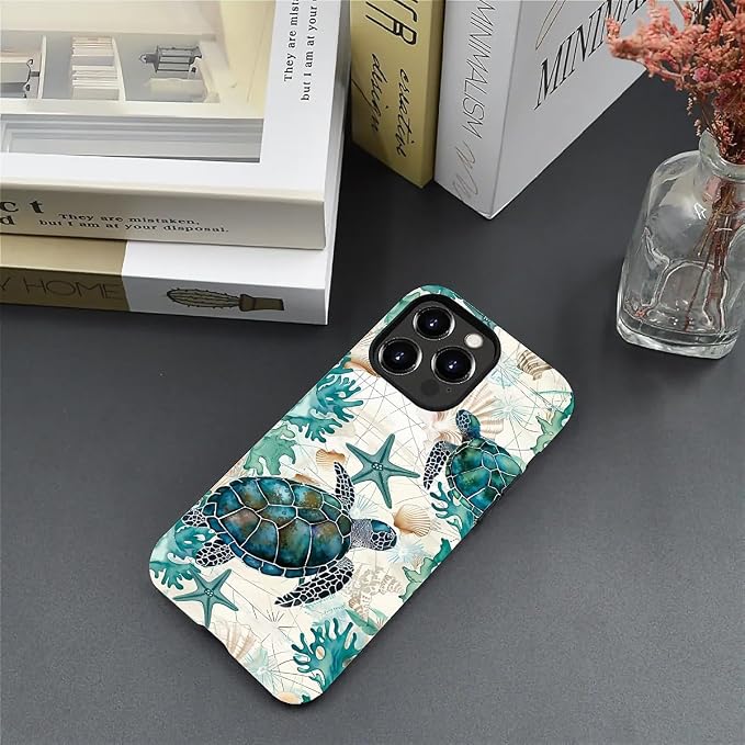 for iPhone 13 Pro Case, HH2 Ocean Sea Turtle Nautical Map Hybrid 2 Layer Hard - Image 5