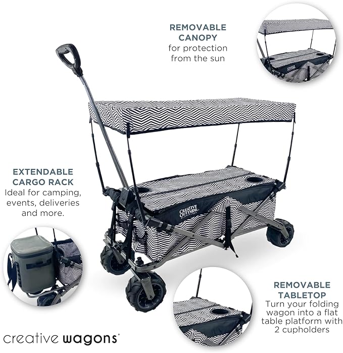 Creative Outdoor All-Terrain Deluxe Wagon | 360 Swivel All Terrain Wheels | Great for Beach, Park, Garden & Tailgate | Multiple Color Options