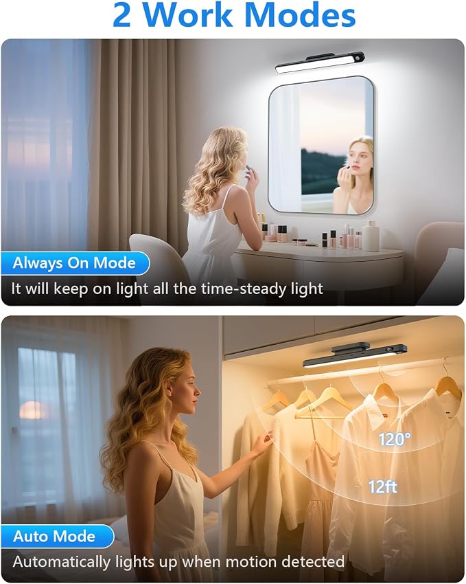 Ferswe 3W Motion Sensor Magnetic Light Bar, Eye-Friendly Rechargeable Closet - Image 3