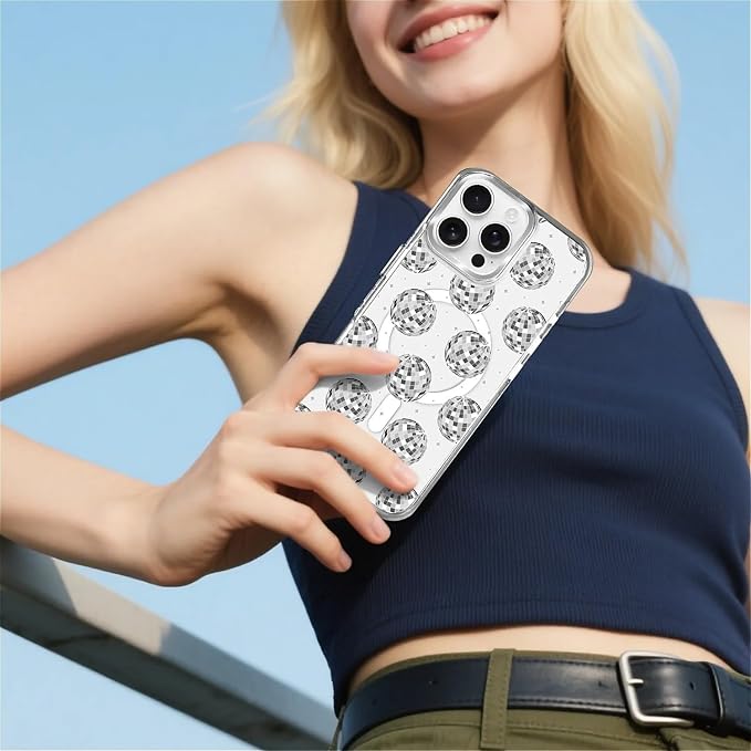 Case for iPhone 16 Pro Max, Disco Ball Grayish White Phone Case Design，for - Image 6