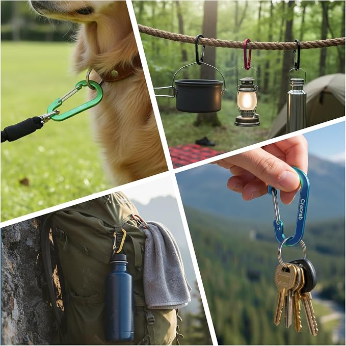 12Pcs Carabiner Clips Assorted Sizes Pack, Includes Small Medium Large - Image 3