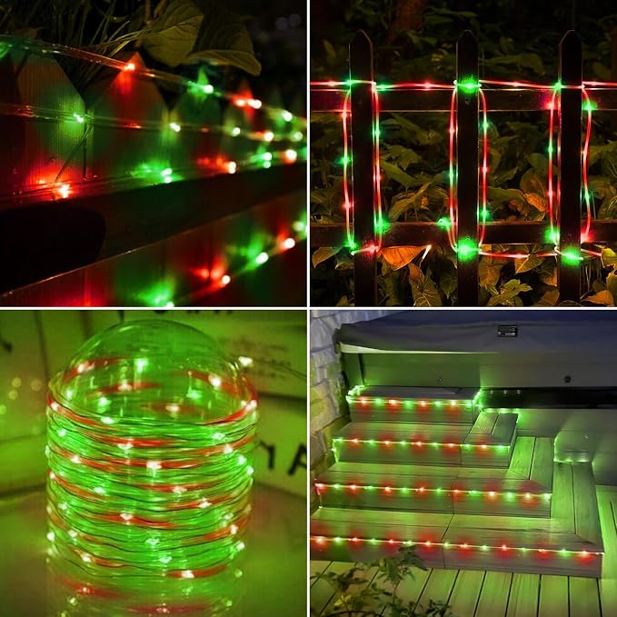 Solar Rope Lights, 33ft 100LED Solar String Lights, 8 Modes Waterproof Solar - Image 6