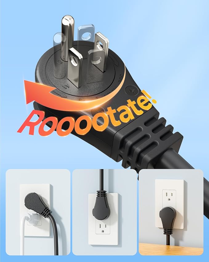 DEWENWILS 360° Rotating Flat Plug Outdoor Extension Cord 25FT, 14/3 SJTW Heavy - Image 3