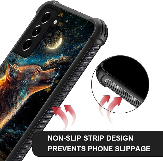 for Samsung Galaxy S21 Case, Star Cave Hungry Wolf Pattern Graphic Design Girl - Image 6