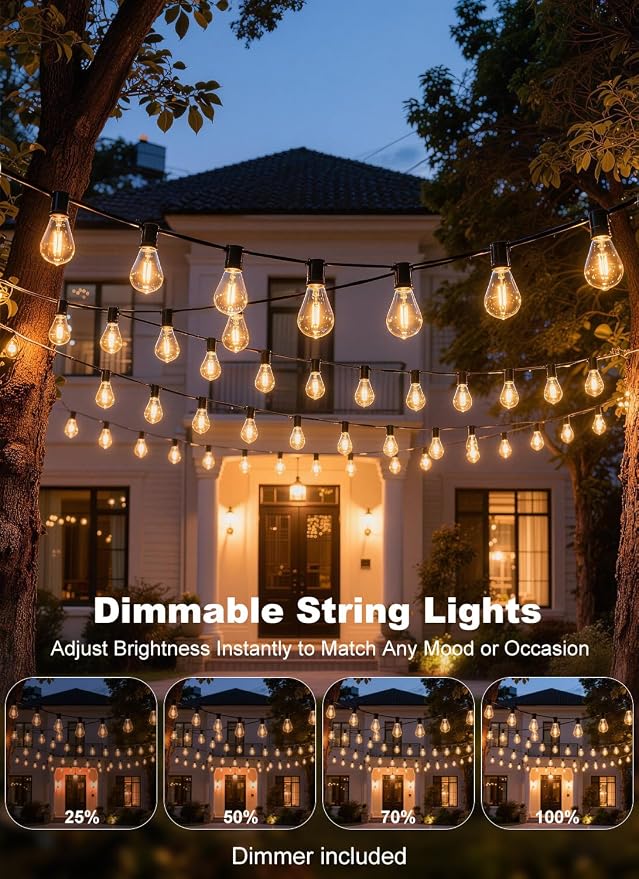 200FT Outdoor String Lights Waterproof, 76+2 Shatterproof S11 LED Bulbs - Image 4
