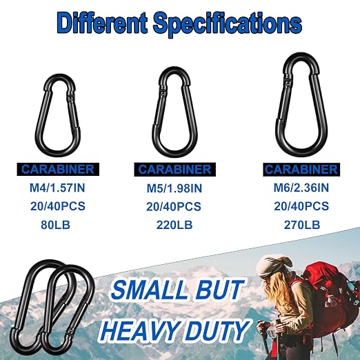 40PCS M5 Heavy Duty Carabiner Clip, 2Inch Snap Hook Quick Link Small Carabiner - Image 5
