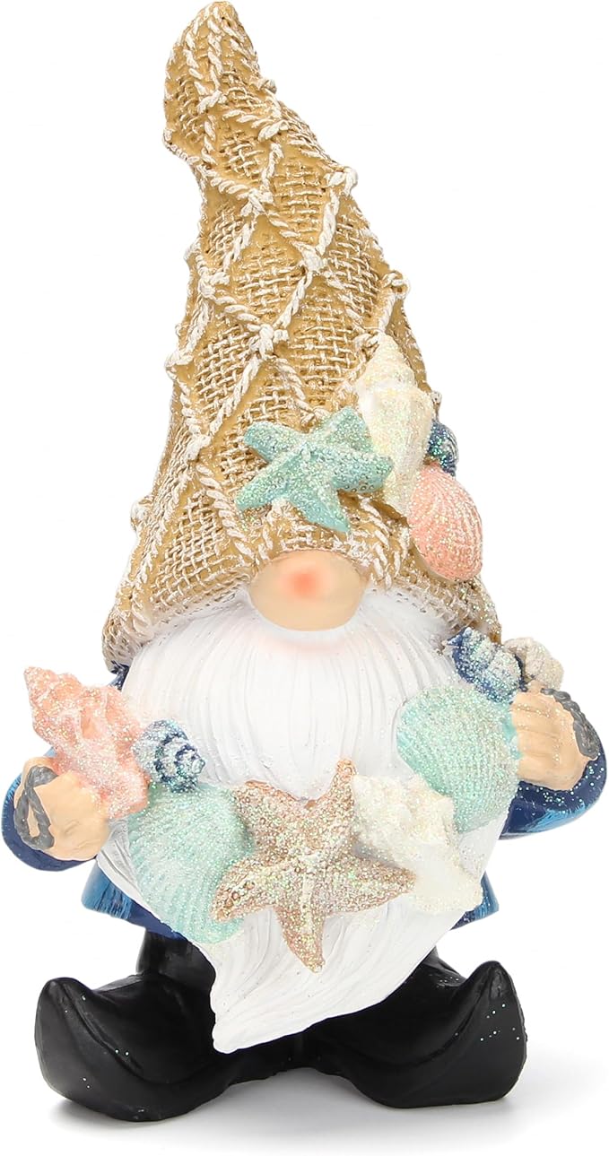 Leekung Garden Gnomes Statues Outdoor Funny - Garden Gnomes Decor Garden Decor Garden Figurine Ocean Gnomes Decor for Outdoor Indoor Beach Gnome Sculpture for Patio Lawn Yard Porch Bookshelf Gifts