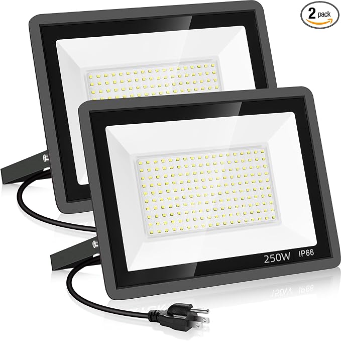 YANYCN 2 Pack 250W Led Flood Lights Outdoor, Super Bright 37000LM Security by YANYCN