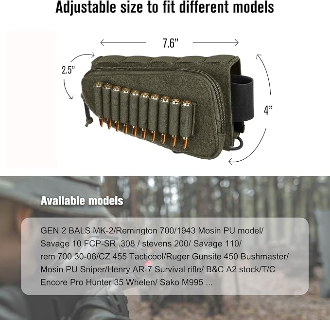 PETAC GEAR Tactical Buttstock Rifle Stock Pack/Adjustable Shell Holder Cheek - Image 6