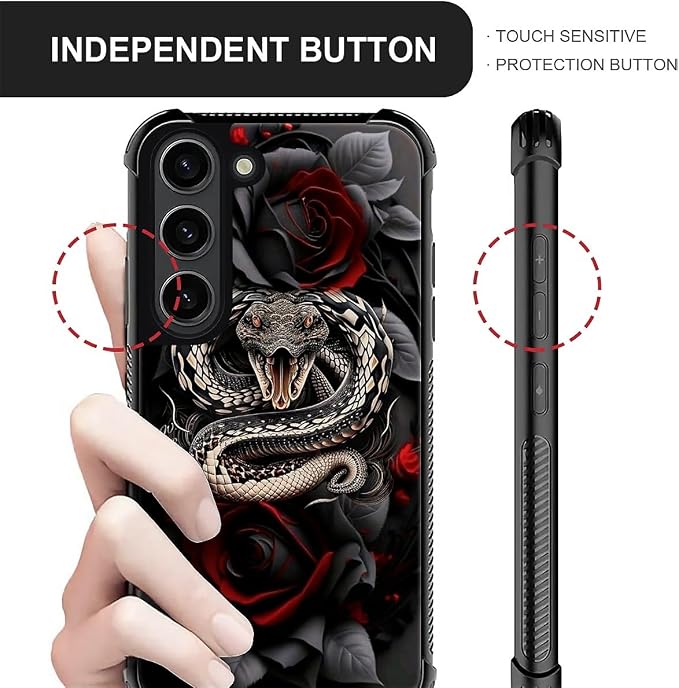for Samsung Galaxy S23 Plus Case, Entwined Rose Snake Pattern Graphic Design - Image 6