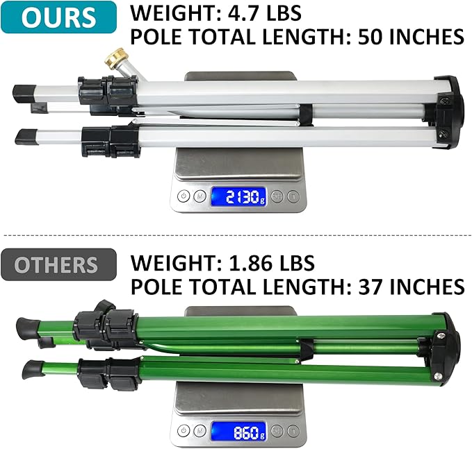 STYDDI Heavy Duty Impact Sprinkler on Tripod Base, Extra Tall Metal Pulsating Telescoping Tripod Sprinkler for Large Area, Yard, Lawn, Garden, Waters up to 90 Ft. Diameter, Legs Extends Up to 50-inch