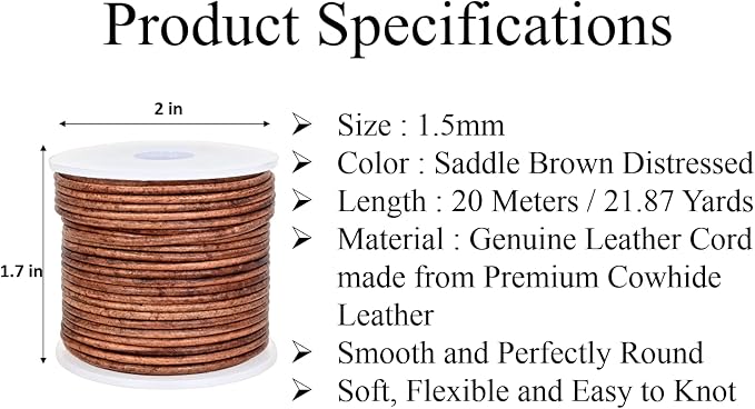 GENIQUE Real/Genuine Round Leather String Cord - Image 3