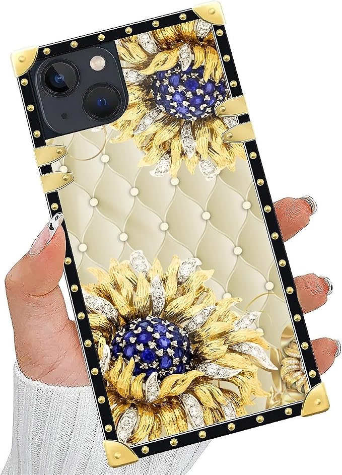 Compatible with iPhone 15 Case, Sunflower Diamonds Leather Luxury Golden - Image 5