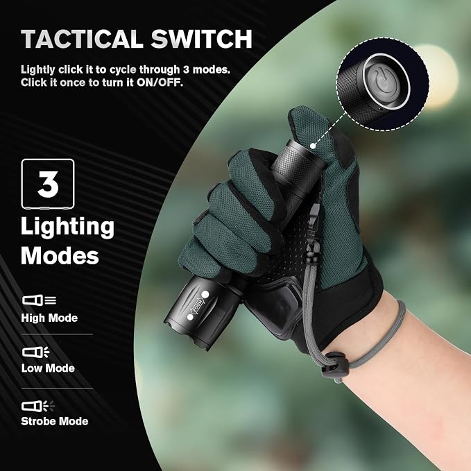 RECHOO LED Flashlight 2 Pack, Tactical Flashlights High Lumens - Image 5