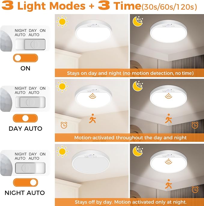 slochi 4Pack Motion Sensor Light Indoor Wired PIR, 3000K/4000K/6500K Closet - Image 4