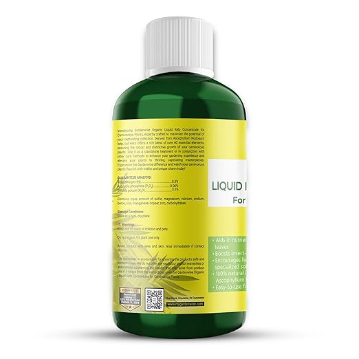 Organic Premium Kelp Seaweed Fertilizer: Indoor Plant Fertilizer & Carnivorous Plant Food for Venus Flytraps, Sundews, Drosera Capensis,Pitcher Plants,Butterworts & Other (32 OZ)