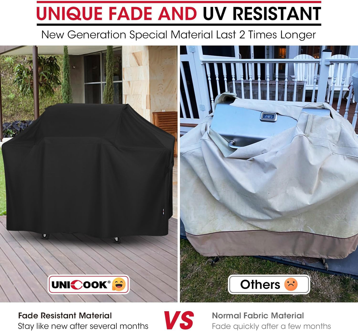 Unicook 63 Inch Grill Cover for Weber Genesis 300 Series and New 2022 Genesis 300, Outdoor BBQ Gas Grill Cover, Heavy Duty Waterproof Fade Resistant, Compared to Weber 7757